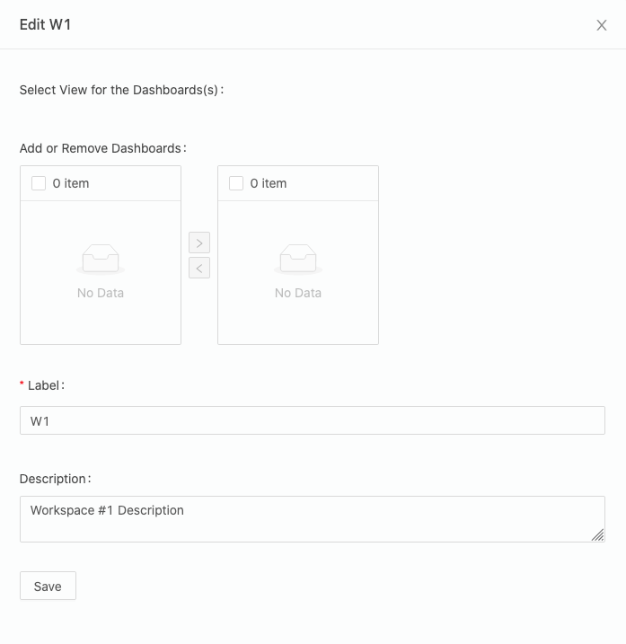 Workspace Updating Form